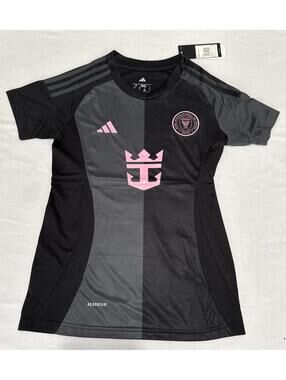 adidas Women’s Black & Gray Soccer Jersey with Pink Accents